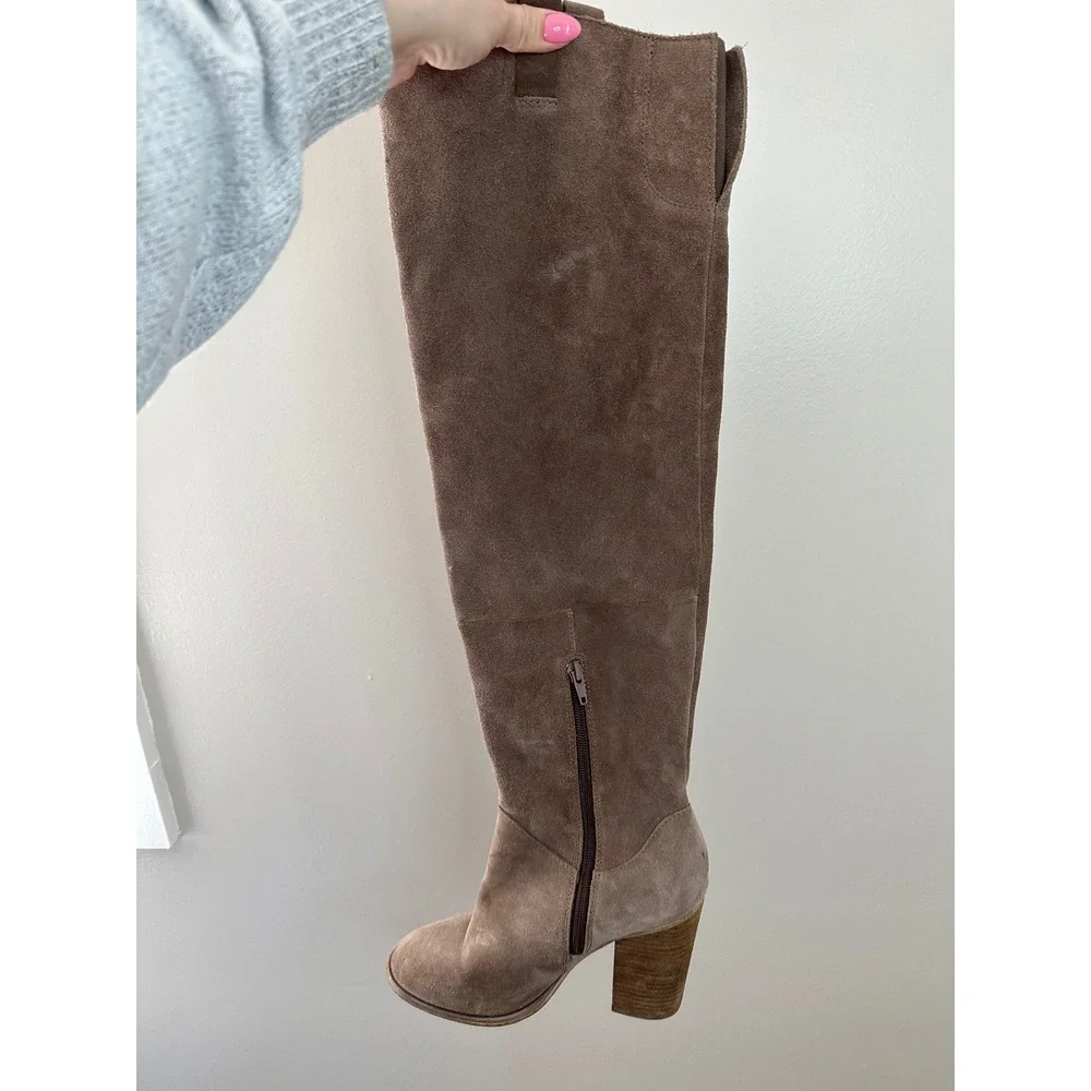 Carlos Santana Garrett Boots Womens 7M Brown EUC Suede Fringe Over The Knee Boho