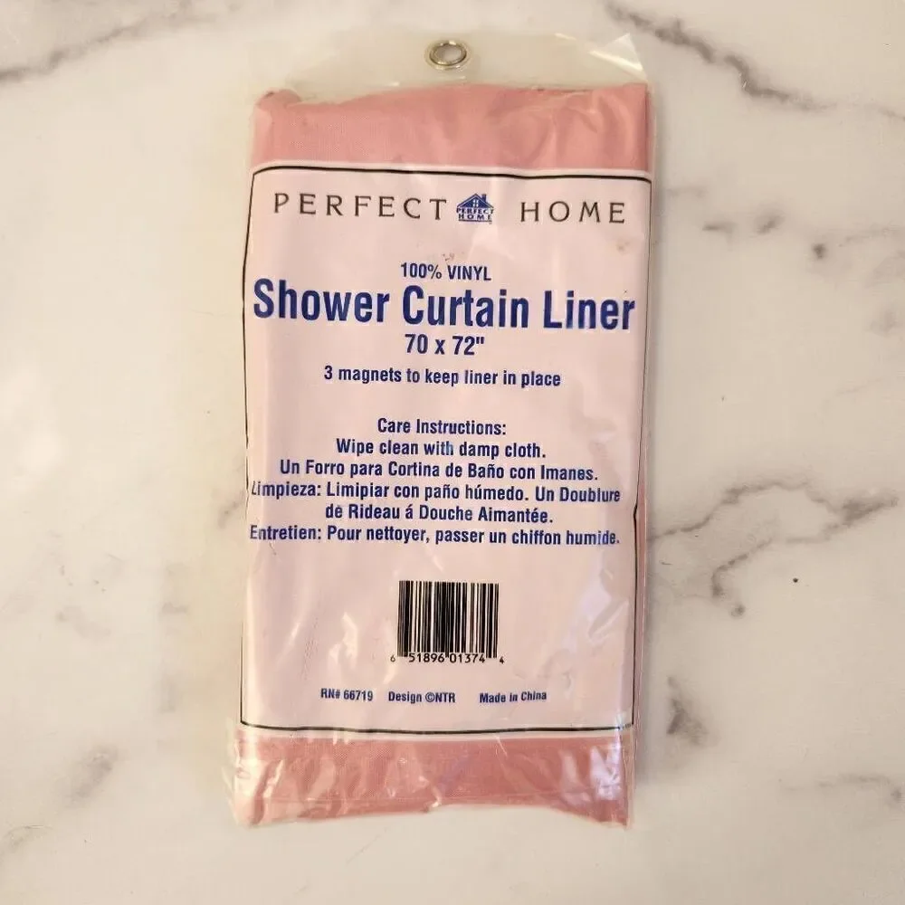Perfect home 70x72 pink 100% vinyl shower curtain new in package