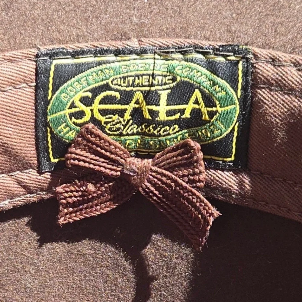 VTG Scala Classico Outback Hat 7 1/8 M‎ Brown Wool Felt Wide Brim Fedora Western