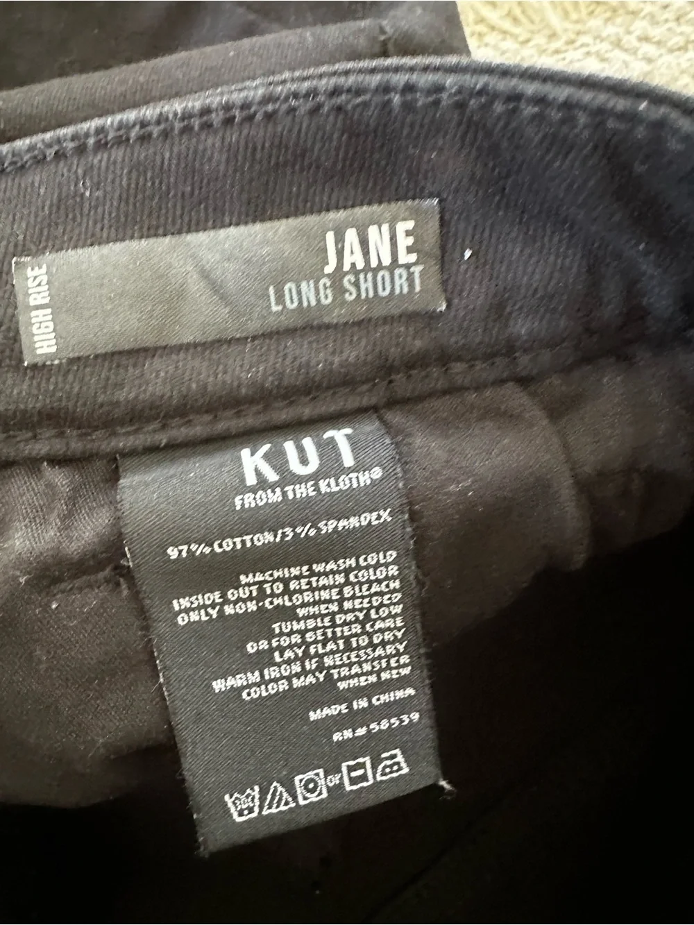 Kut from the Kloth Jane Black Frayed Hem Denim Shorts