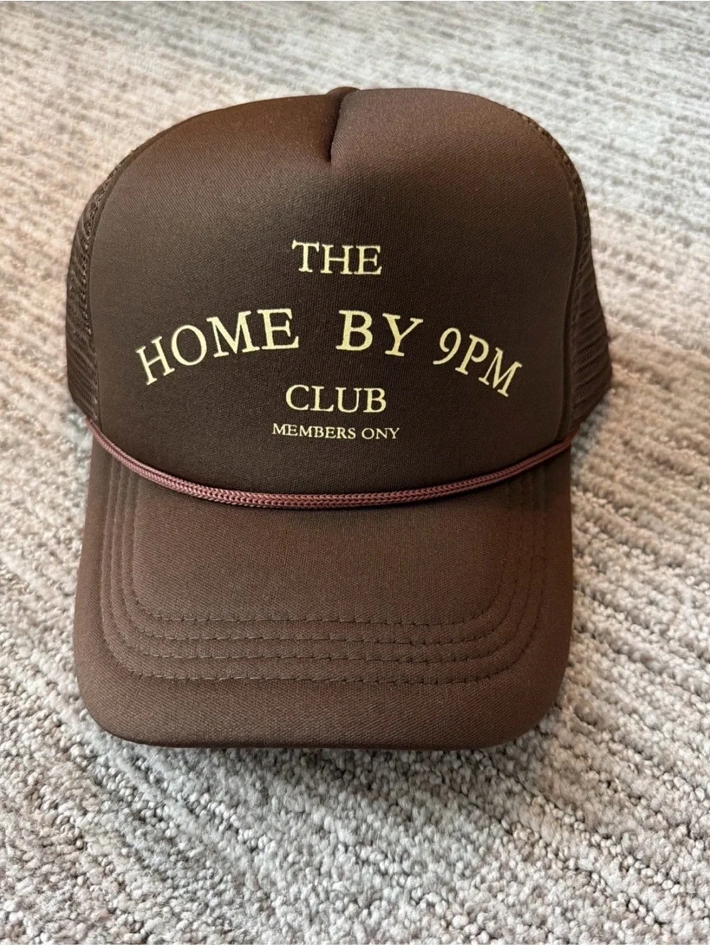 Home by 9pm club Brown Trucker Hat