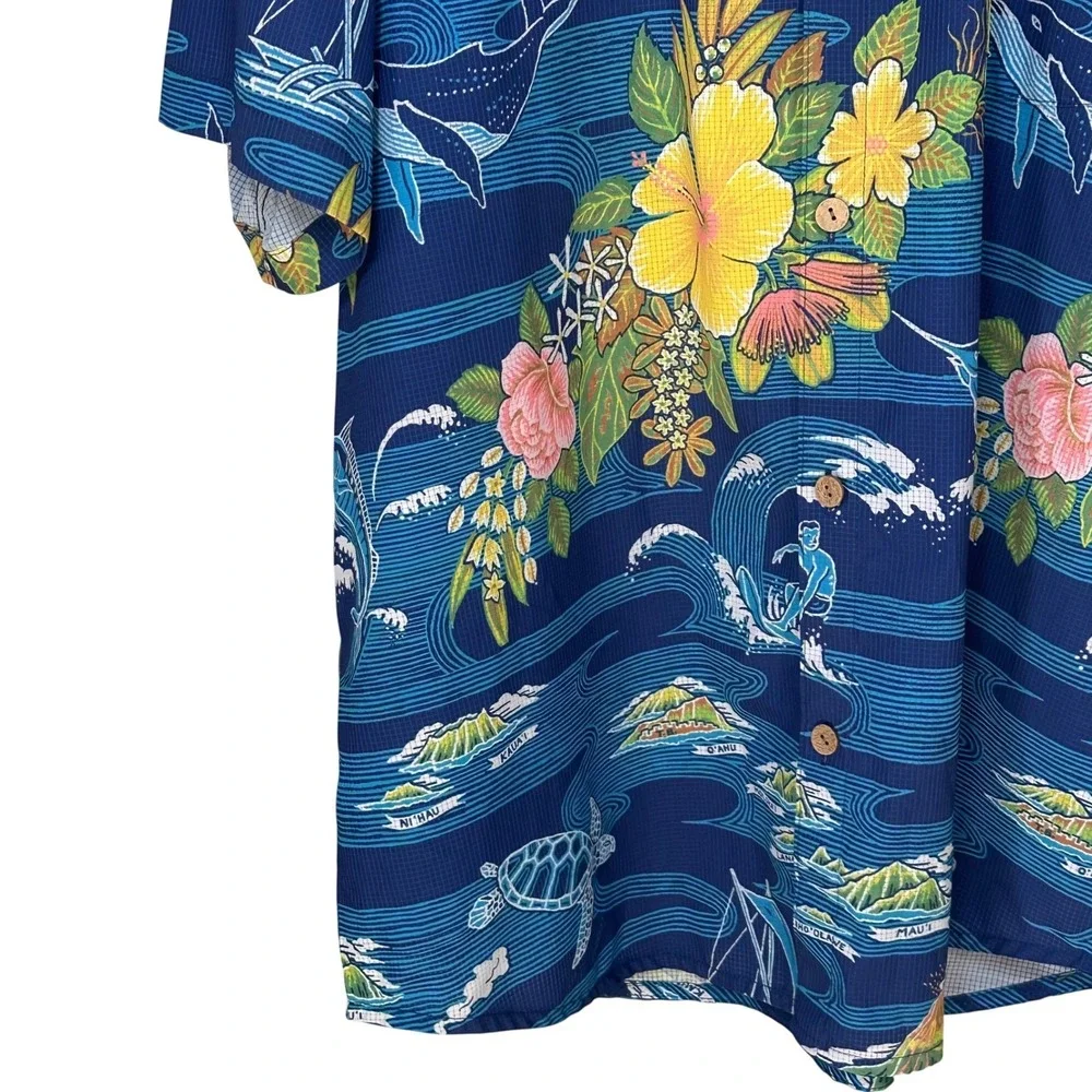 Tommy Bahama Mens AOP Performance Shirt Sz XLT Artist‎ Series Coast Aloha Hawaii