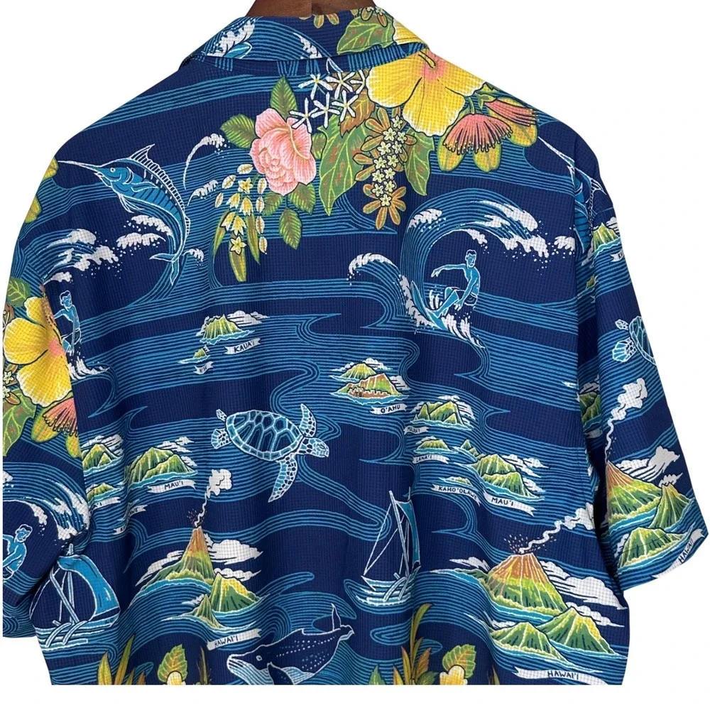 Tommy Bahama Mens AOP Performance Shirt Sz XLT Artist‎ Series Coast Aloha Hawaii