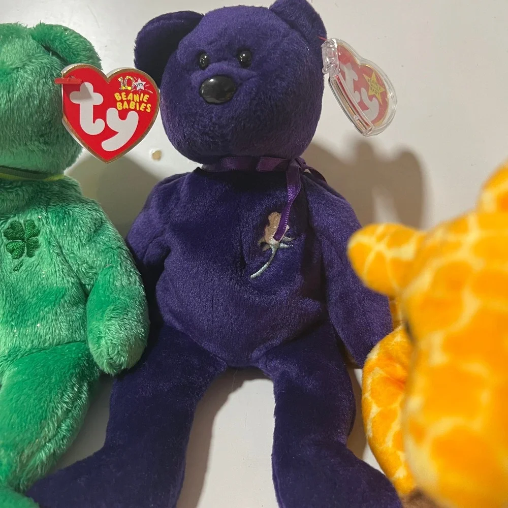 Ty Beanie Babies Lot Dublin Bear Princess‎ Diana Bear Twigs Giraffe Set of 3 90s