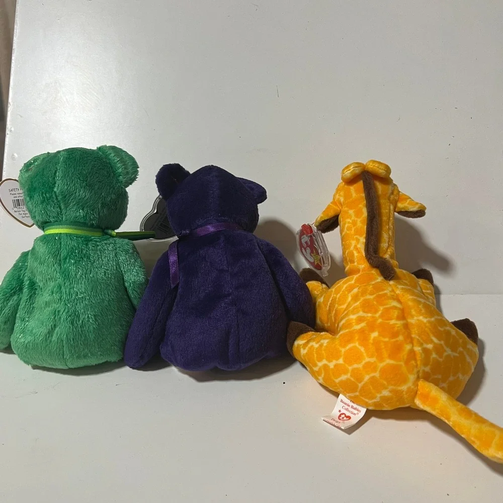Ty Beanie Babies Lot Dublin Bear Princess‎ Diana Bear Twigs Giraffe Set of 3 90s
