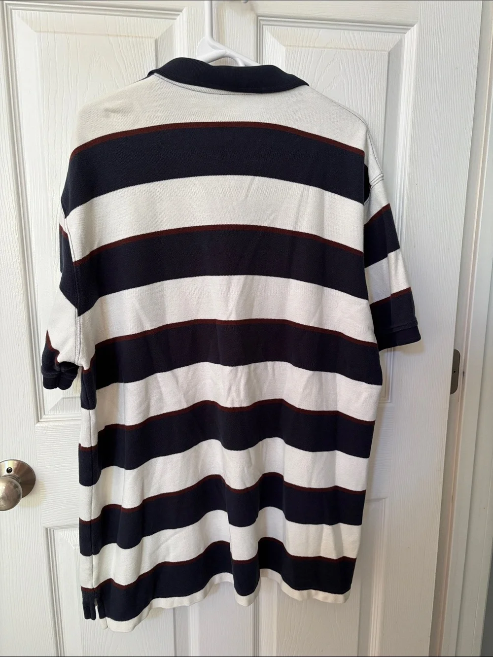 L.L. Bean Men’s Navy, White & Brown Striped Polo XL