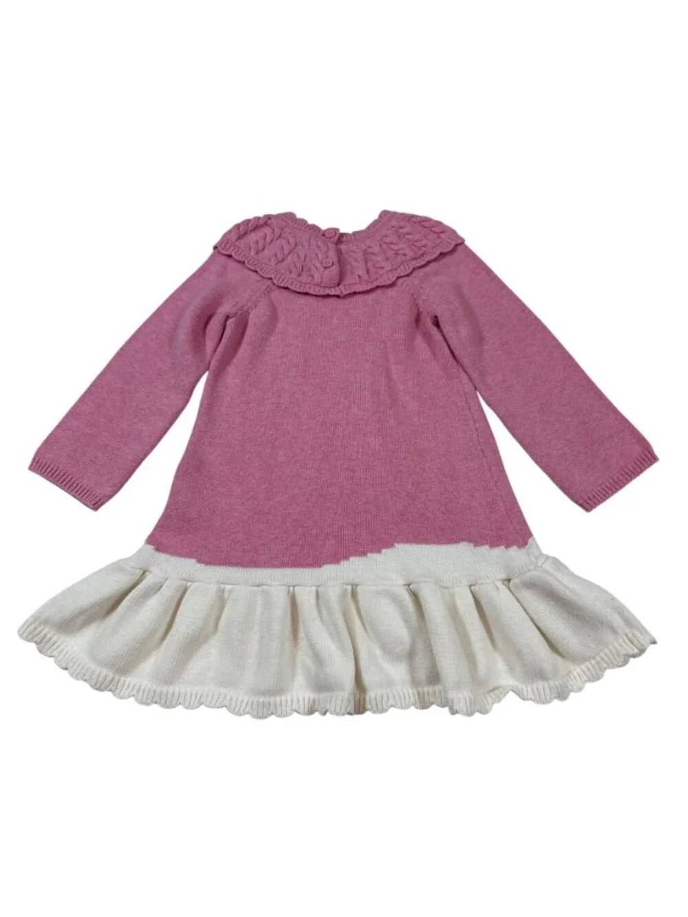 Gymboree Girls 3T Pink Knit Sweater Dress Ruffle Winter bird Design (H712)