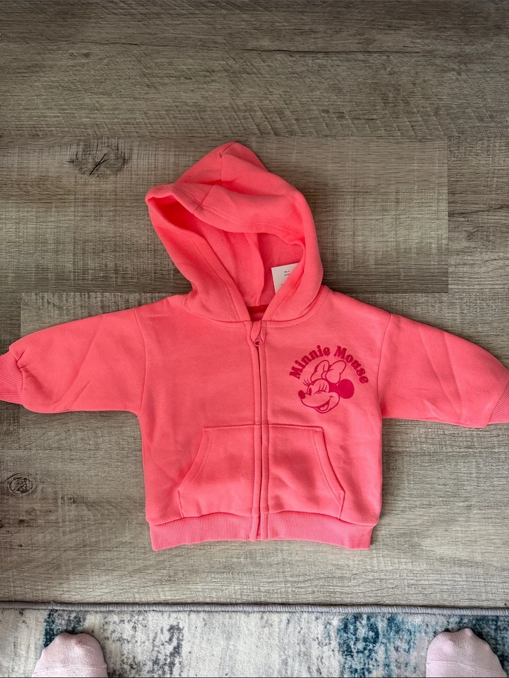 Disney Pink Minnie Mouse Hooded Zip Sweatshirt for Kids