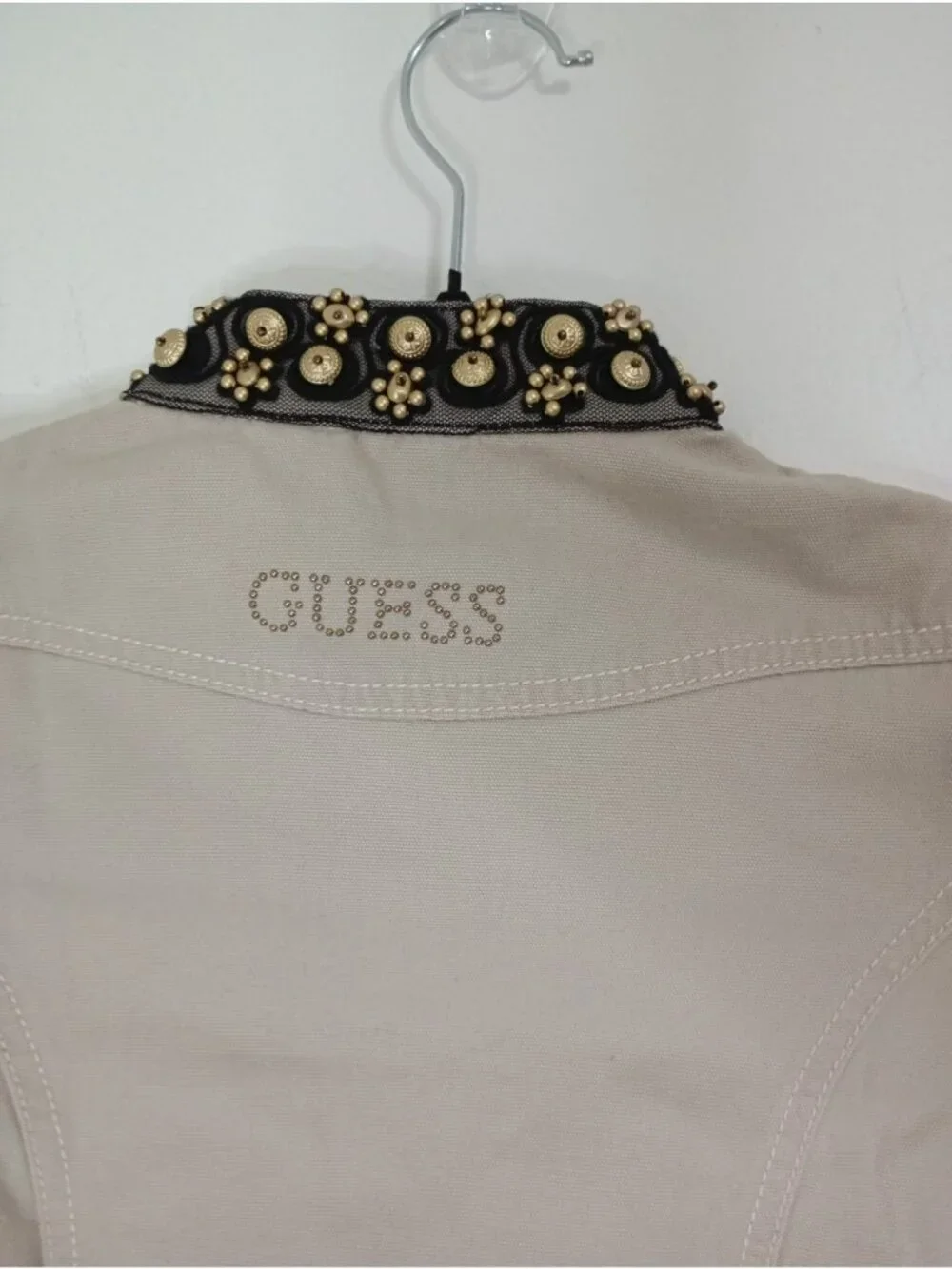 NWT Guess Girls Military-Style Jacket Sequin Patch Double-Breasted Size M 10/12