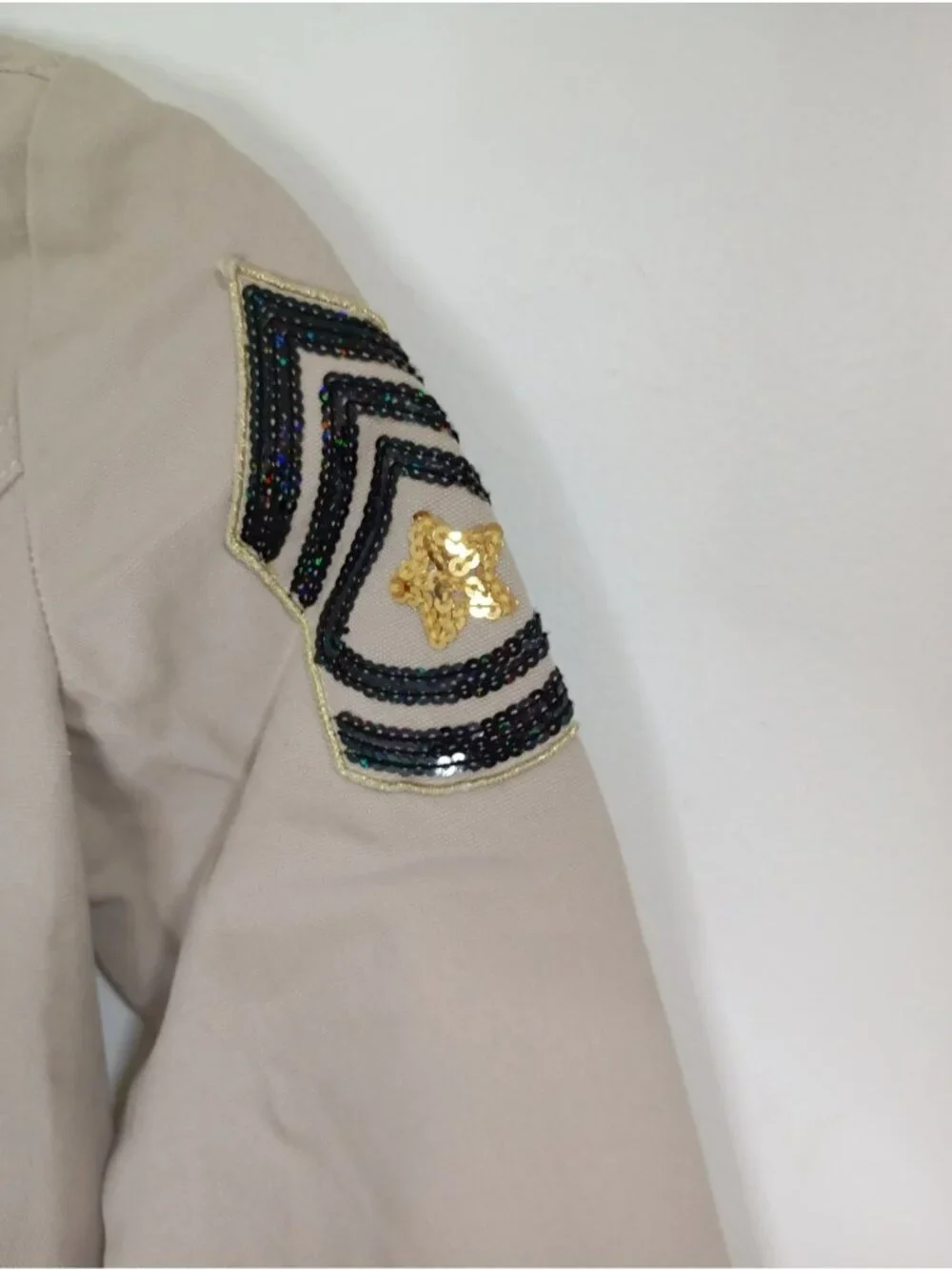 NWT Guess Girls Military-Style Jacket Sequin Patch Double-Breasted Size M 10/12