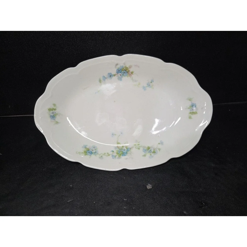 Savoy BB&F Blue Floral Platter, Vintage Serving Ware, Bone China, Gold Accents‎