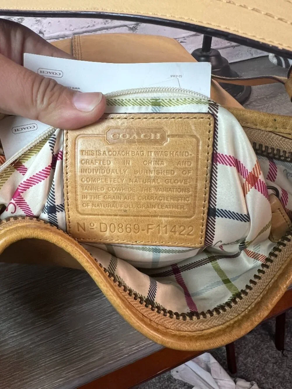 Coach 11422 Bleecker Tattersall Bucket Duffle Bag Tan Leather Shoulder Bag Y2K