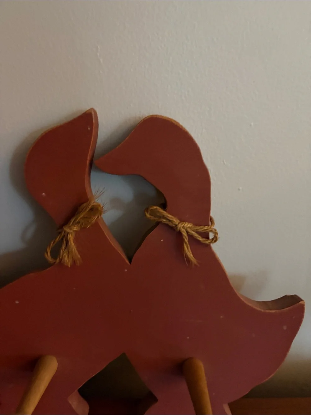 Vintage Handcrafted Rust Red Wooden Duck Wall Hook Rack