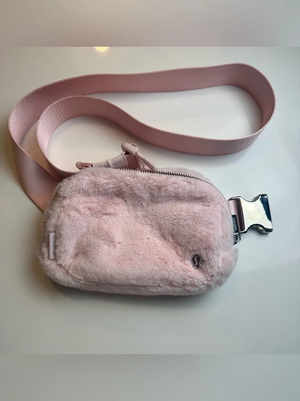 Lululemon Everywhere Belt Bag 1L Plush Fleece Pink Mist Faux Fur Crossbody OS