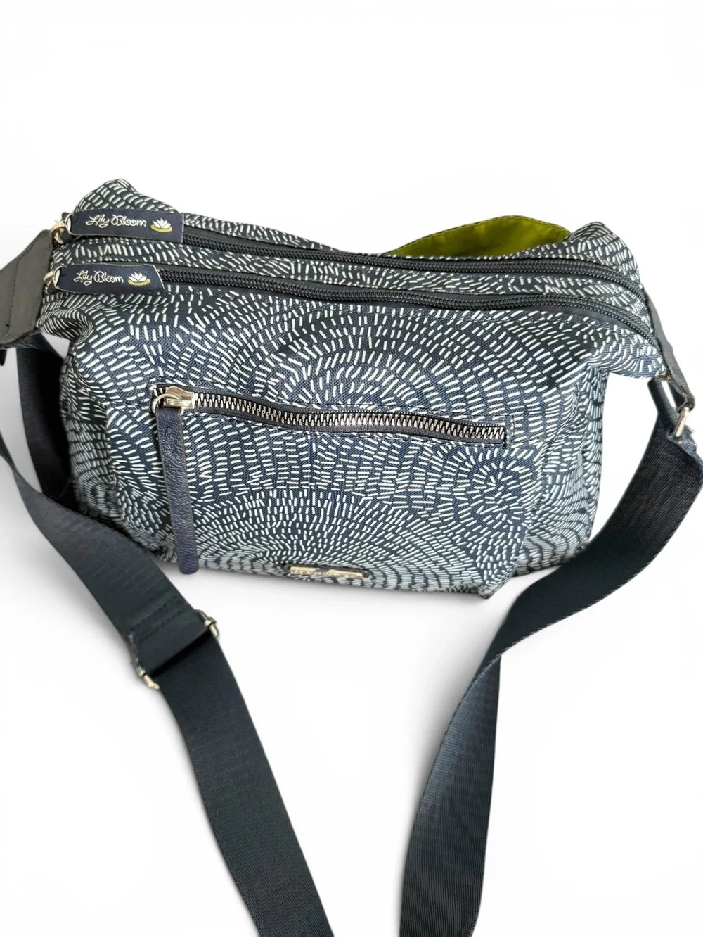 Lily Bloom White/Navy Geometric Print Everyday Crossbody Bag