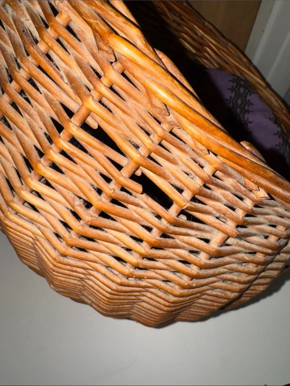 Breathable Wicker Hooded Domed Basket-Style Cat Pet Bed Thick Cushion