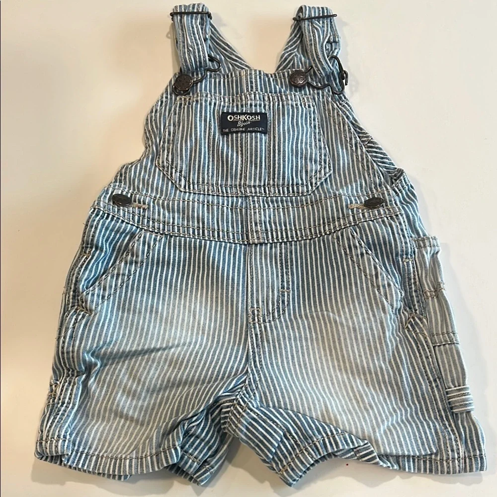 OshKosh B'gosh Blue Denim Overalls - 12m,‎ railroad