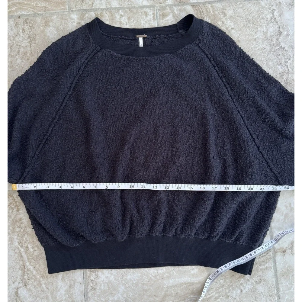 FREE PEOPLE WOMEN'S BLACK‎ LONG SLEEVE TEXTURED FOUND MY FRIEND PULLOVER Size XS