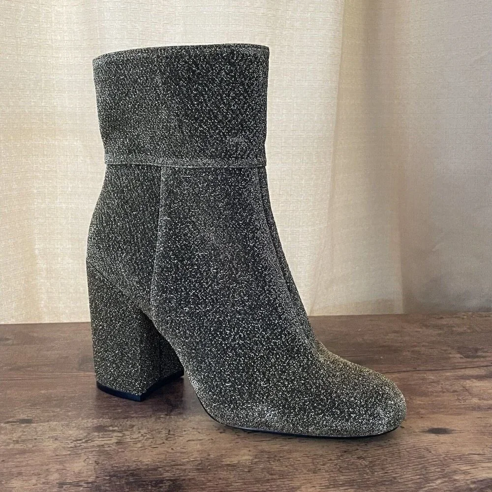Steve Madden Womens Goldeee Boot Sz 10 Metallic Gold Chunky Block Heel Disco
