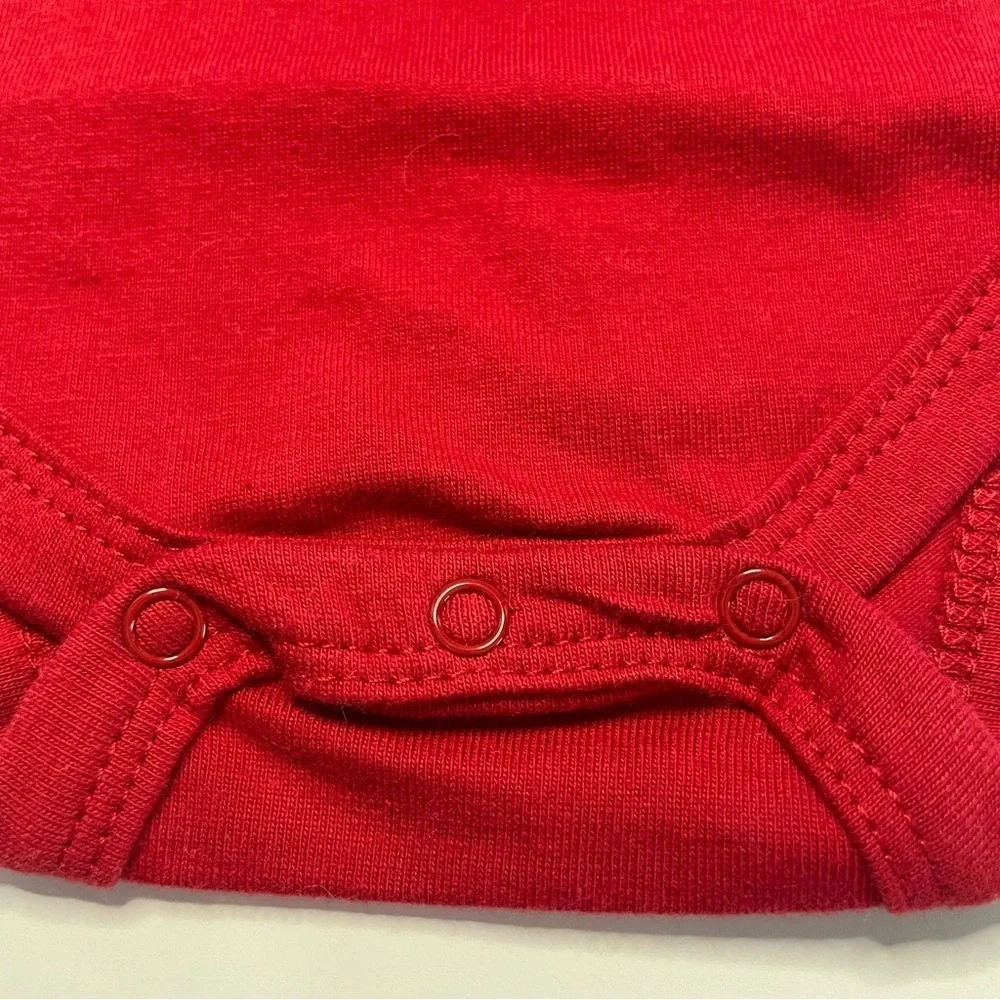 Baby Glam Newborn Santa’s Favorite NB Red and Black Long Sleeve Snaps PRELOVED