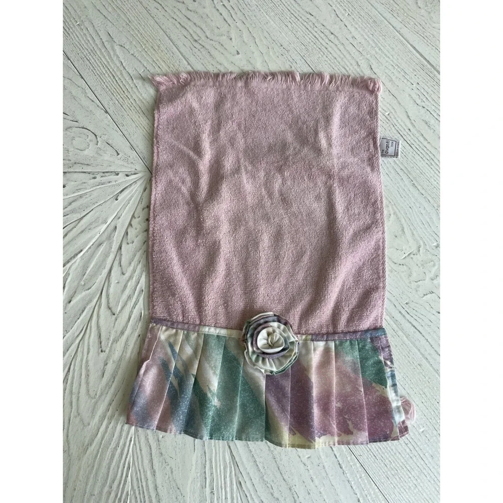 Vtg 4 pc Pink Southwest Pastels AVANTI Bath Towel Set 100% Cotton Flower Button