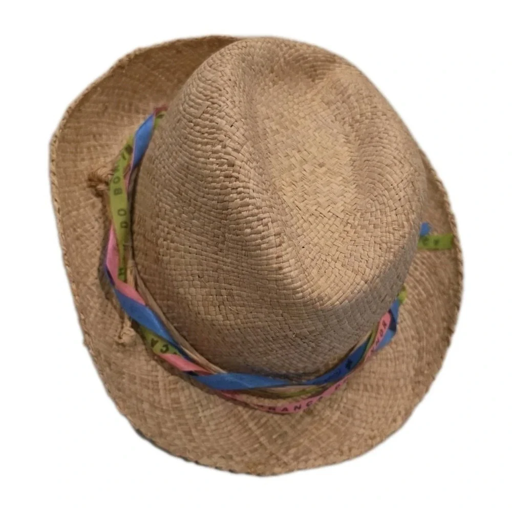 NWT Straw Fedora Sun Hat Boho Chic Cottagecore Coastal Beach Vacation Wear SZ OS
