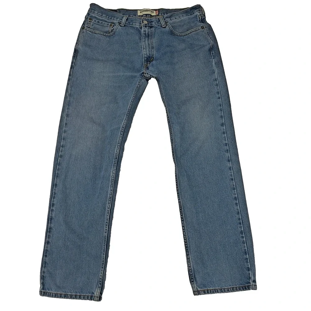Levis 505 Mens Straight Fit Blue Denim Jeans 36x32 Medium Wash Zip‎ Fly Classic