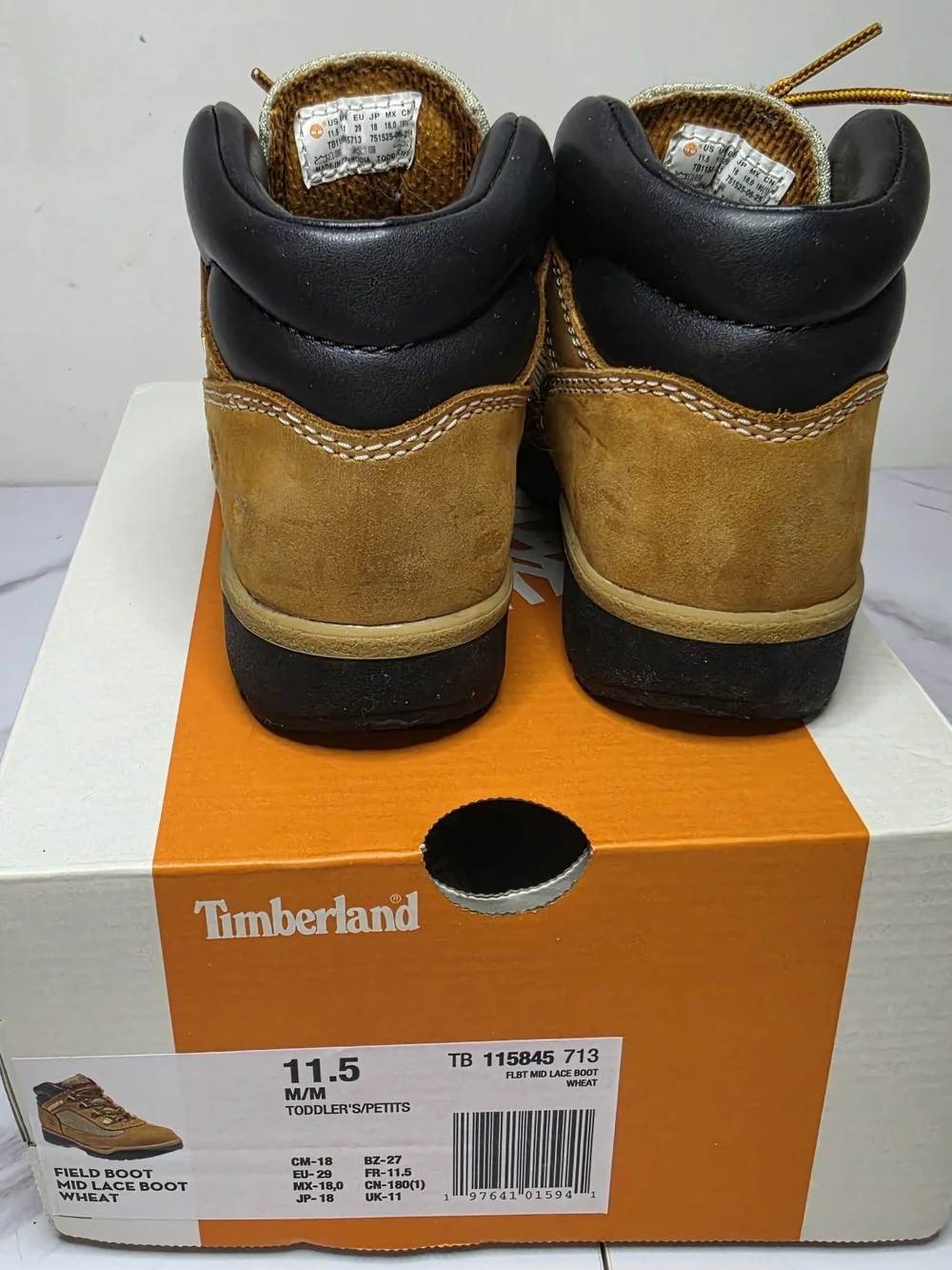 Timberland Kids Mid Lace Wheat Boots Size 11.5C
