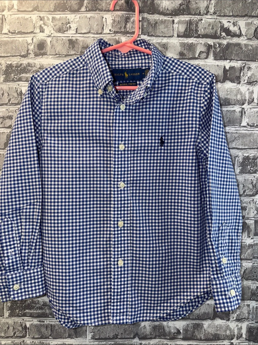 Boy's Ralph Lauren Blue and White Gingham Button-Down Shirt