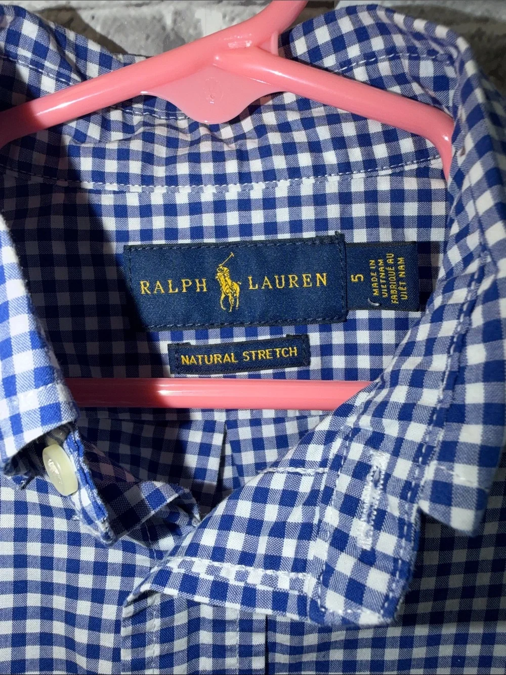 Boy's Ralph Lauren Blue and White Gingham Button-Down Shirt