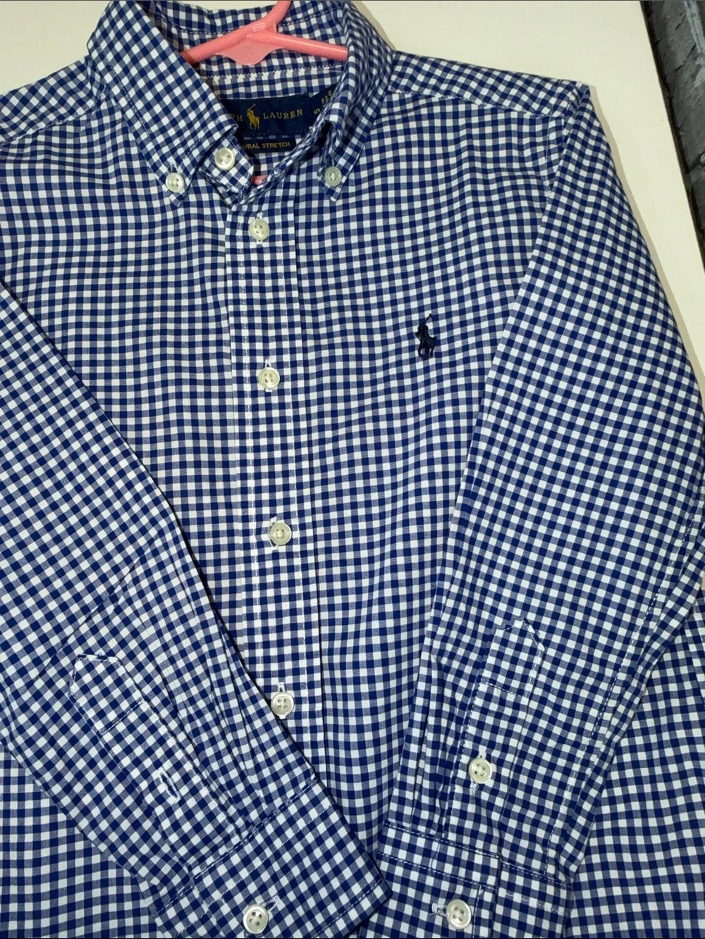 Boy's Ralph Lauren Blue and White Gingham Button-Down Shirt