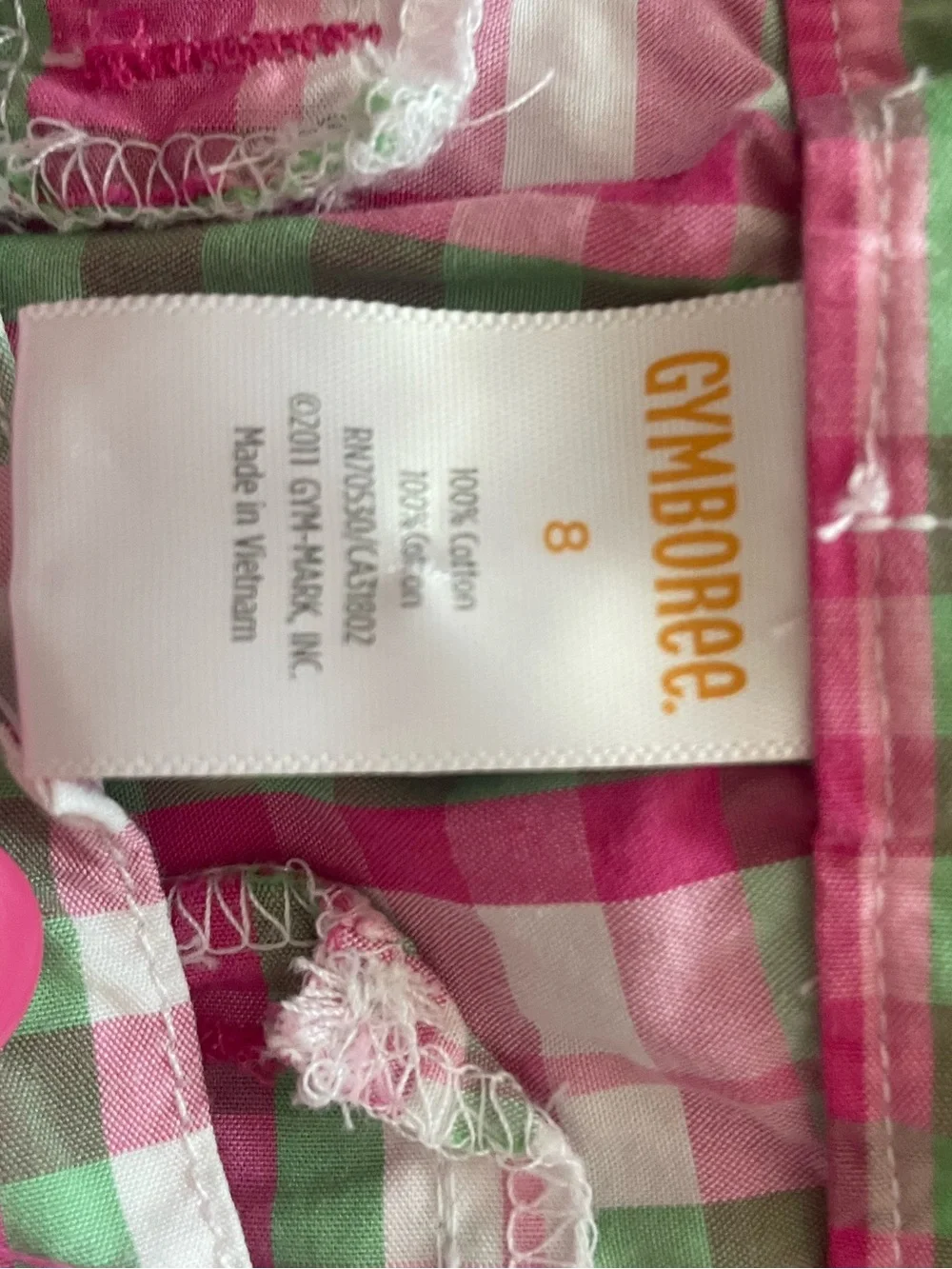 Gymboree Girls Pink & Green Plaid Capri Pants - Casual Pull-On Style