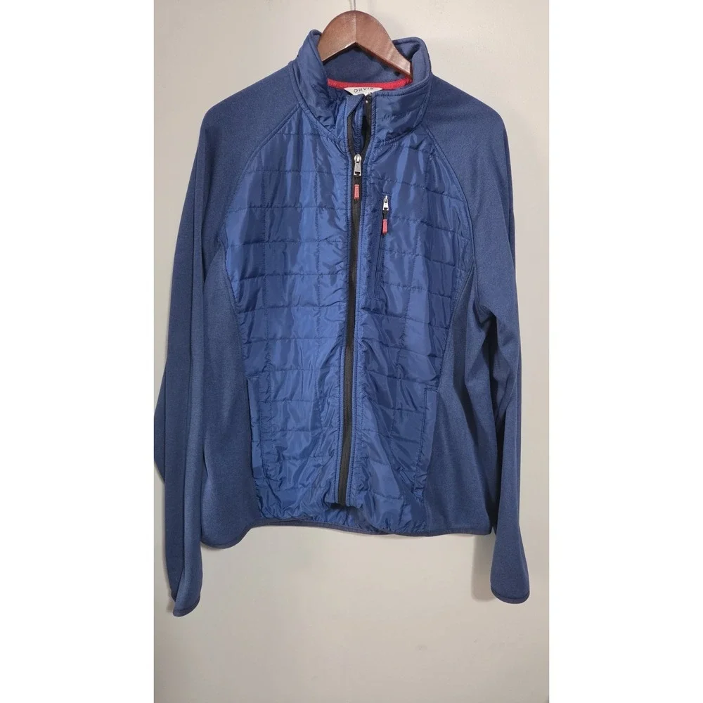 Orvis Jacket Mens XL True Blue Mixed‎ Media Full-Zip Lightweight Quilted