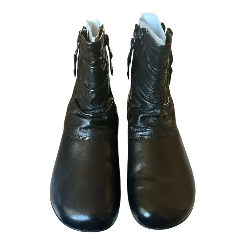 Josef Seibel Black Leather Ruched Ankle Boots | EU 36 (US 5–5.5) | NWT