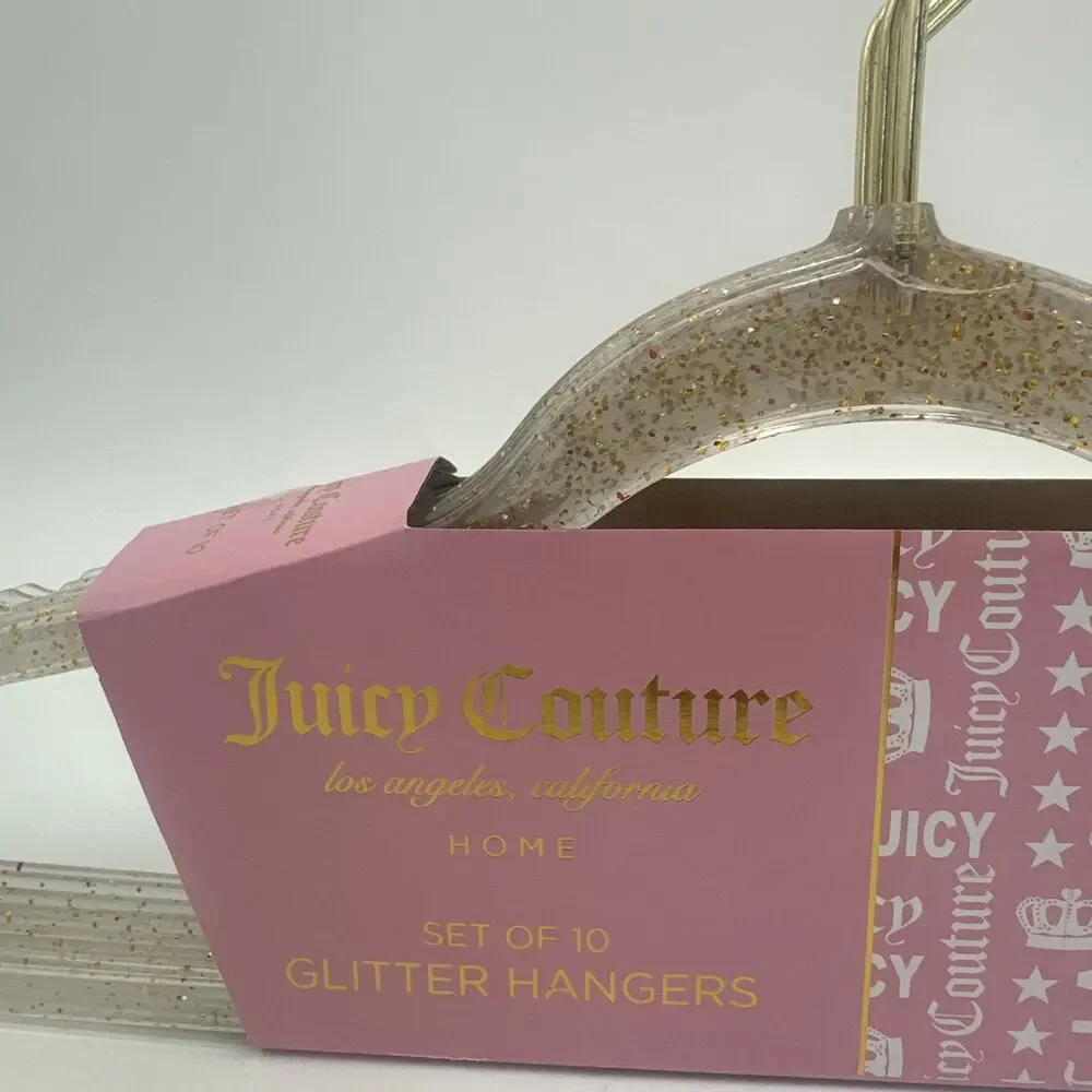 Juicy Couture Gold Glitter Vintage Look Hangers Pack Of 10 NEW