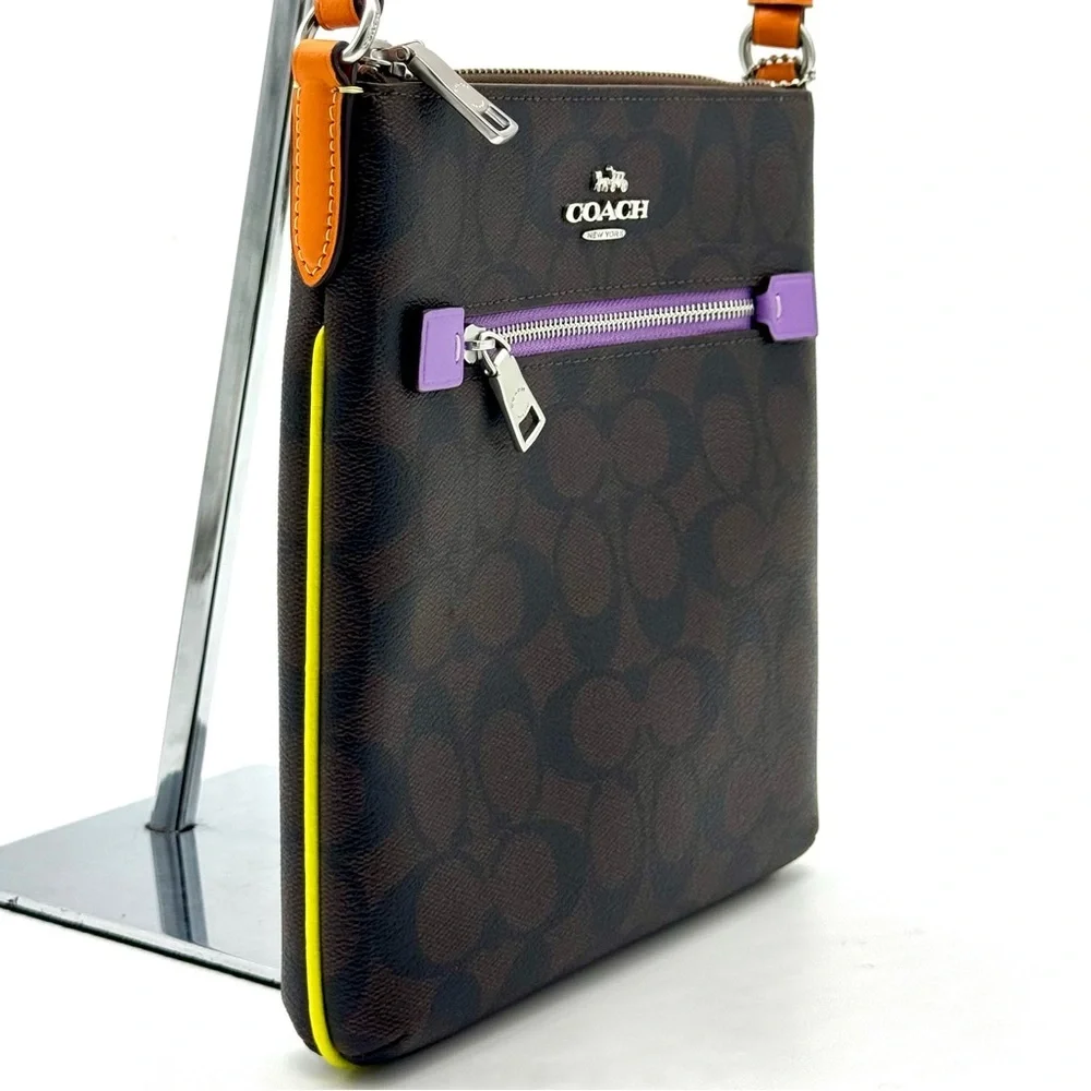 Coach Mini Rowan File Bag - SV/Brown/Iris Multi