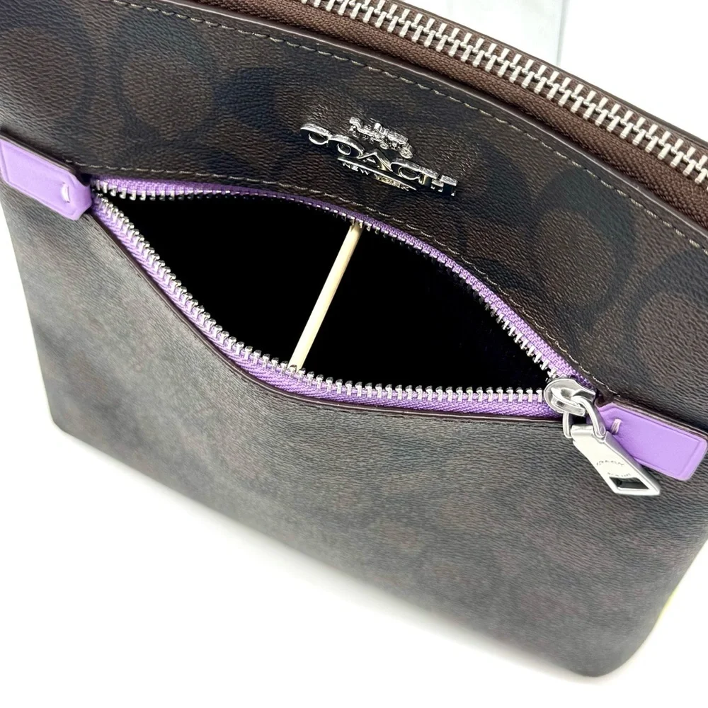 Coach Mini Rowan File Bag - SV/Brown/Iris Multi