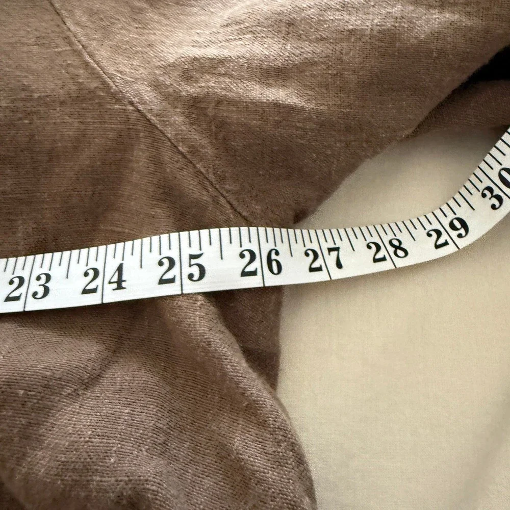 Bryn Walker Linen Button Down‎ Jacket Unique Collar Oversized Brown Top