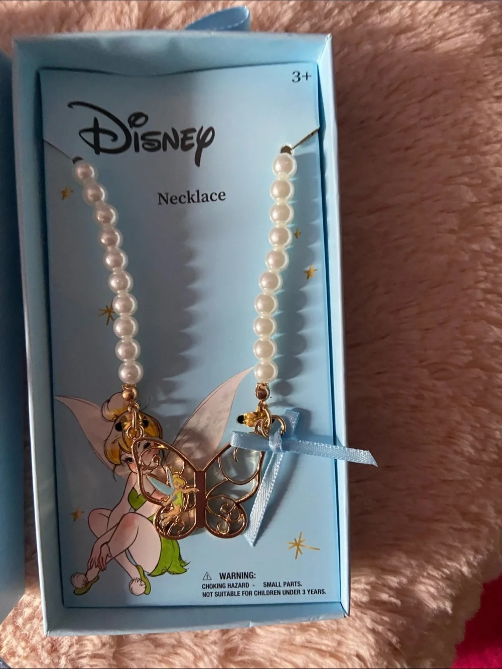 Disney Blue Ribbon Hair Bows with Pearl Drops and Gold Charms
