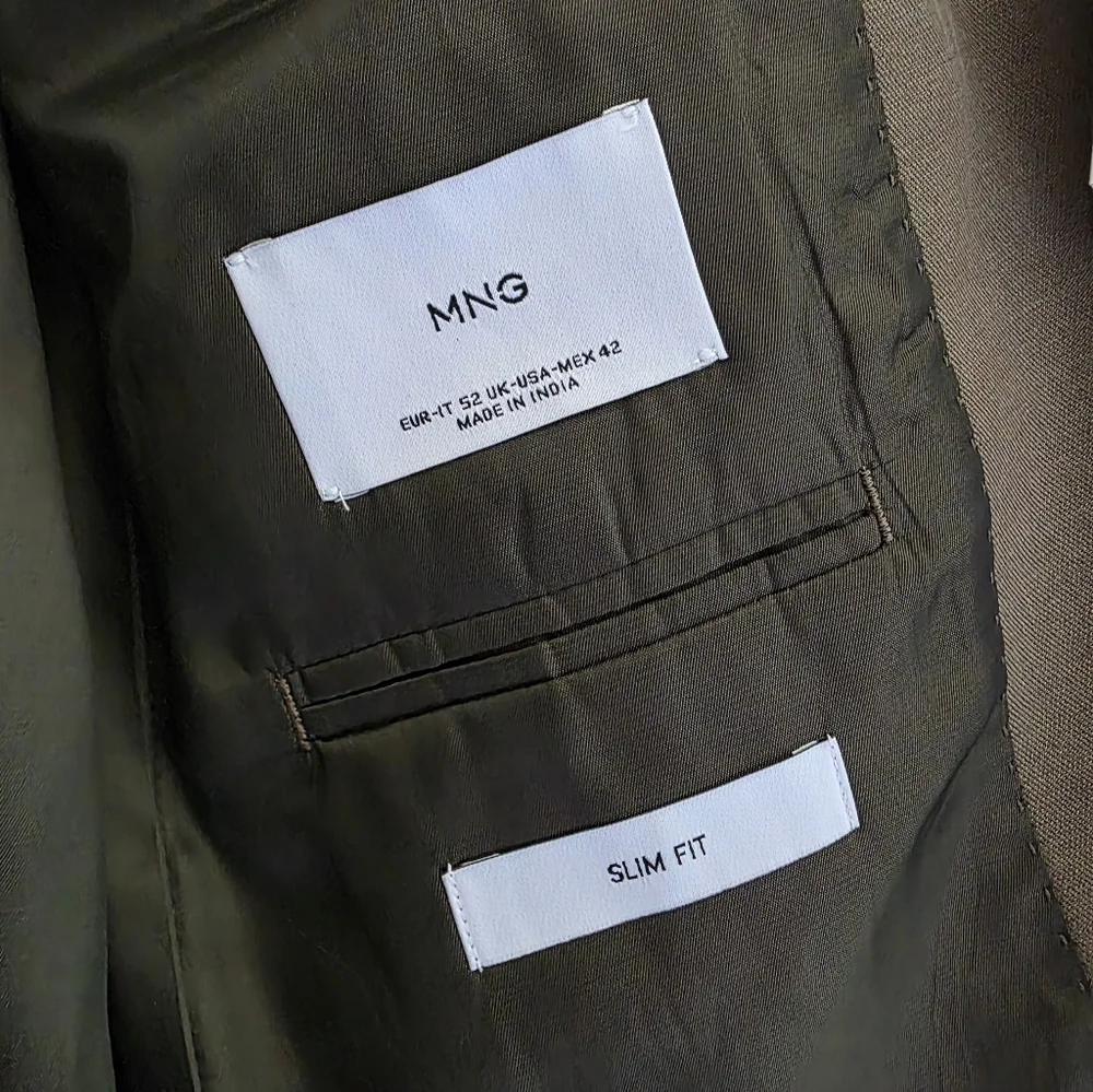 Mango Slim Fit Lyocell & Cotton‎ Blend Sport Coat Sz 42 Khaki