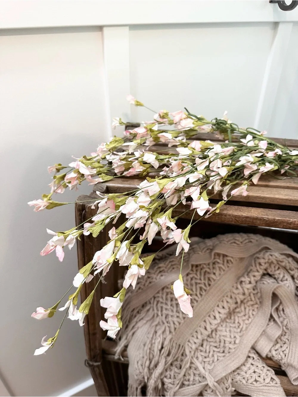 Soft Pink and Green Floral Stem Accent for Home Decor Wild Flower Bush
