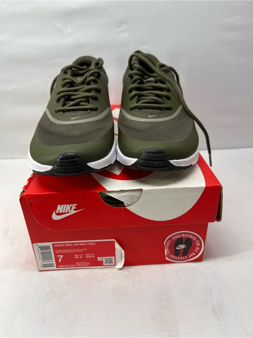 Nike Women’s Olive Green and White Athletic Sneakers