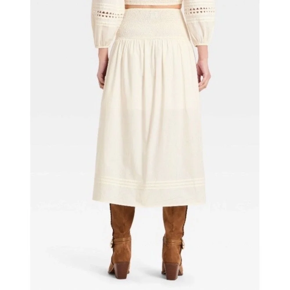 Women Eyelet Midi Skirt - A New Day Cream XL