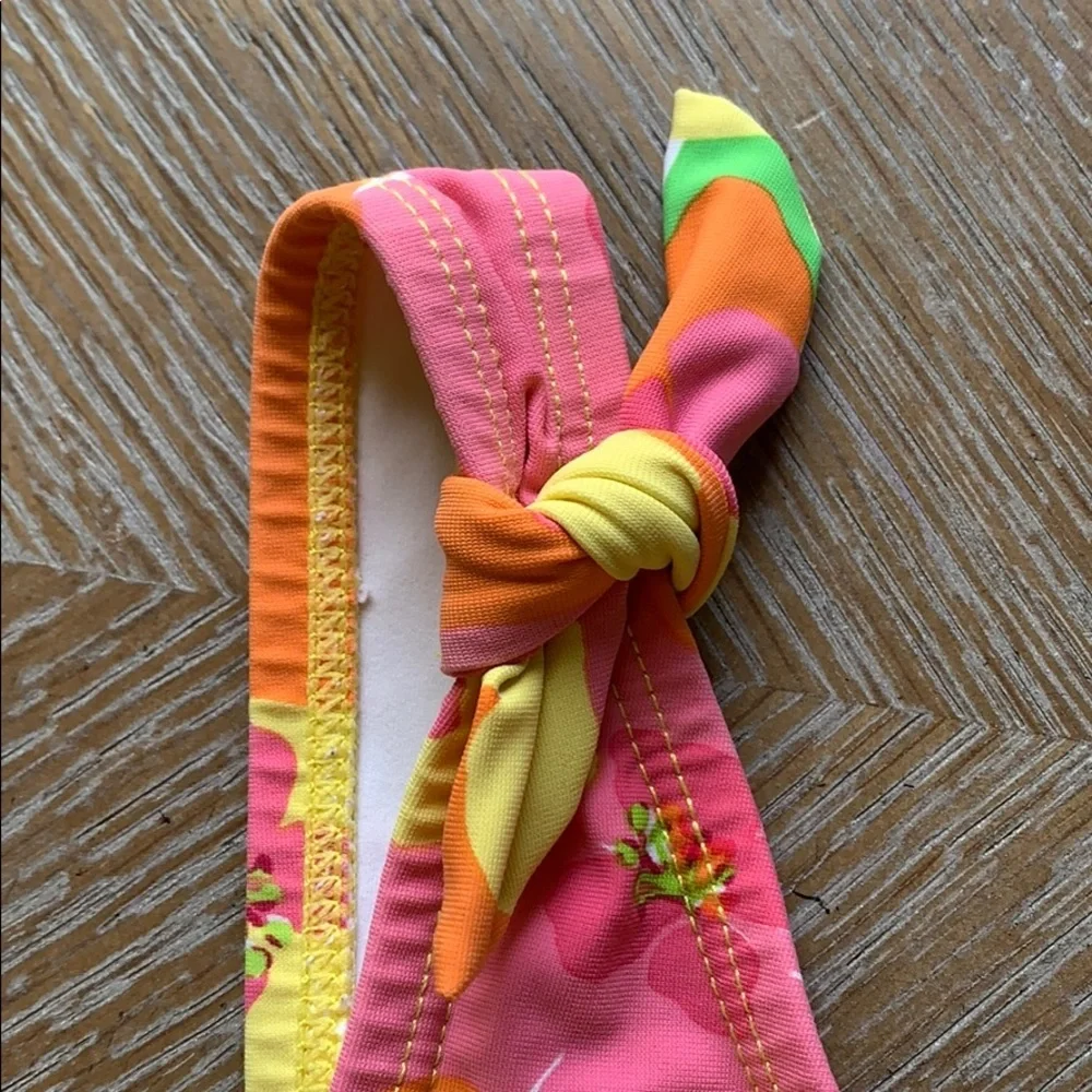 LILLY PULITZER Floral Orange Pink Tankini Swim Top