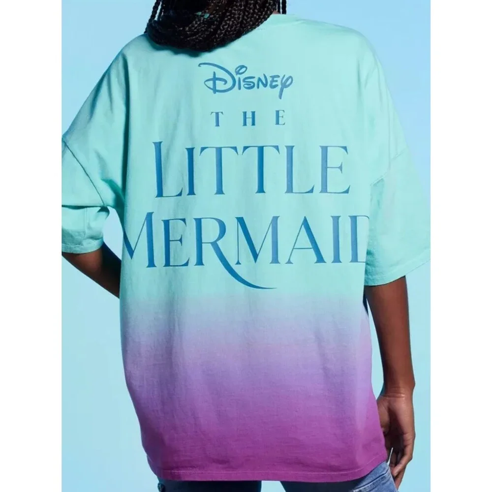 Disney Purple Blue Turquoise Little Mermaid Ombré Shirt with shell detail