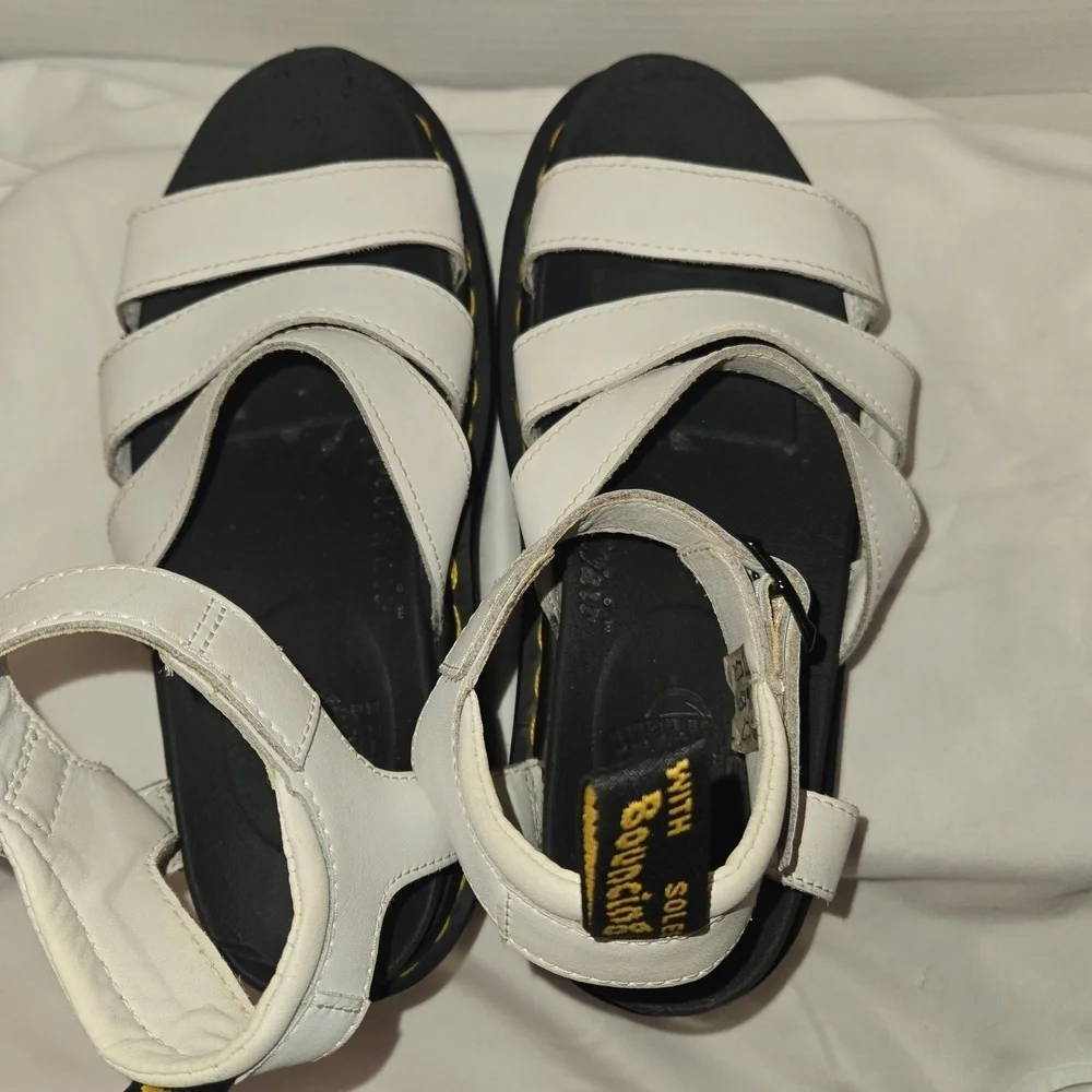 Dr. Martens Blaire Athena Leather Strap Platform Sandal White Size 6