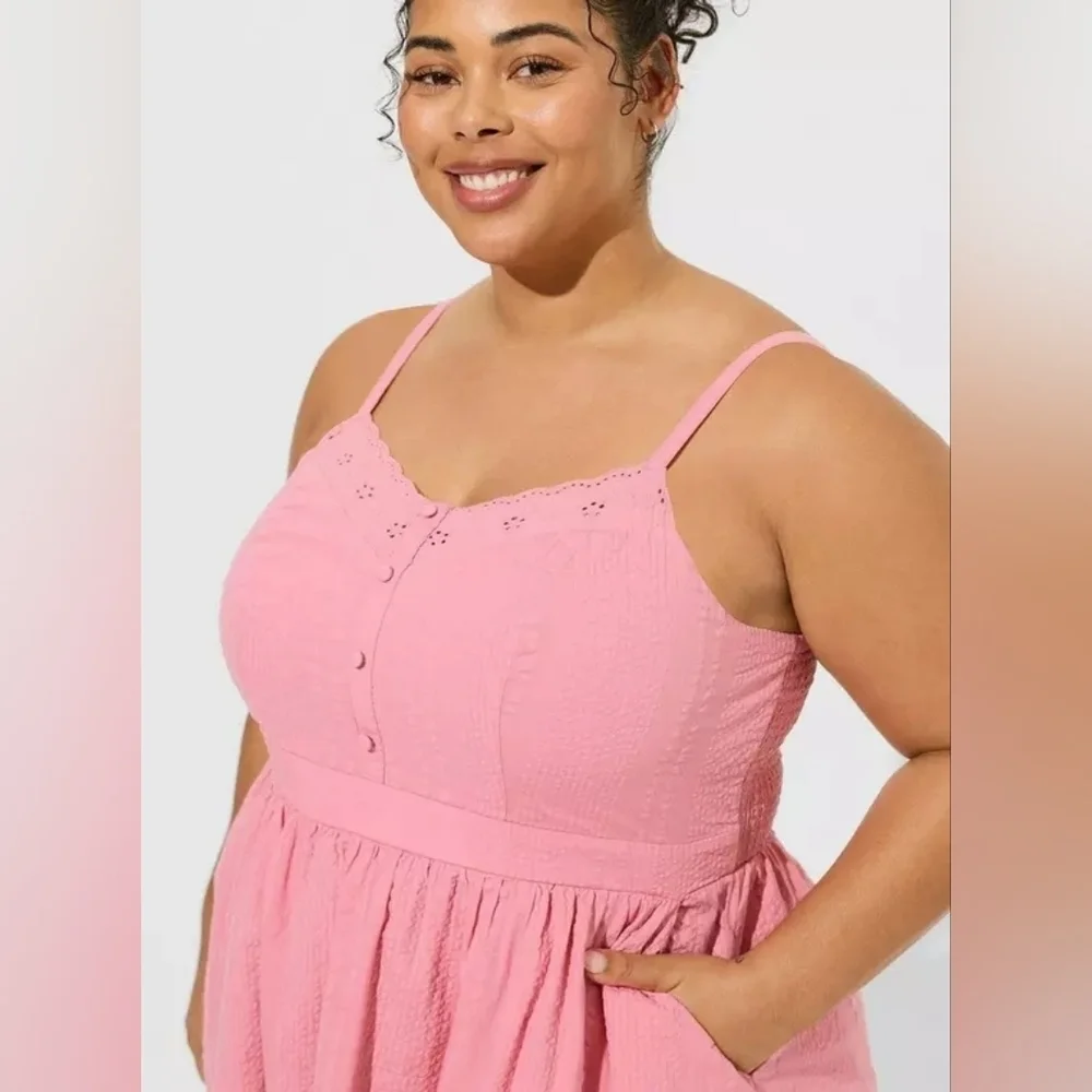 Torrid Pink Eyelet Lace Button Sundress Size 2 NWOT