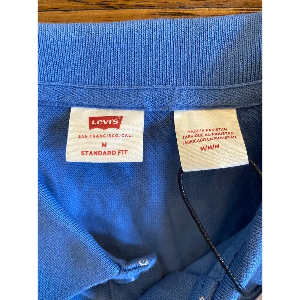 Levis Housemark Polo Shirt Mens Medium Blue Geometric Print Performance