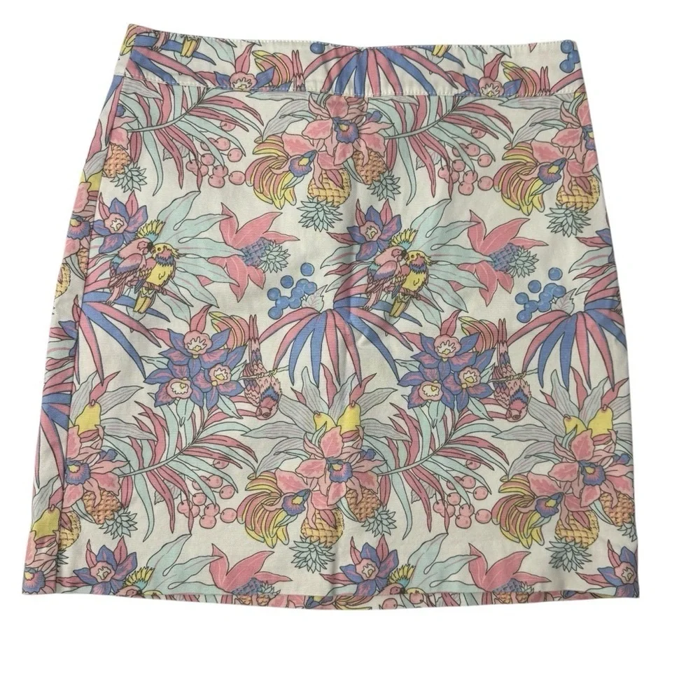 Talbots Pastel Tropical Parrot Print A-line mini skirt. Size 6