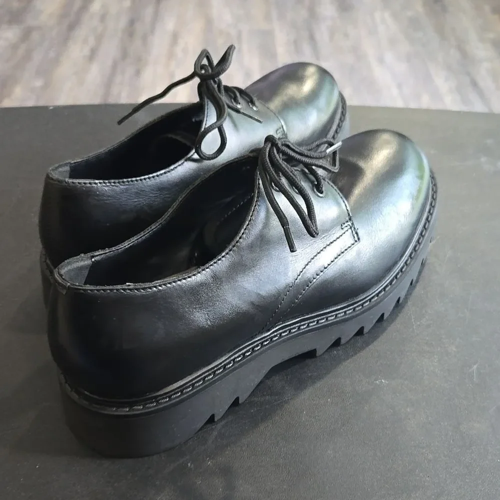 🐢 Zara Patent Leather Derby Platform Shoes